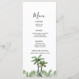 Menu Casamento de Palmeira em Aquarela Moderna