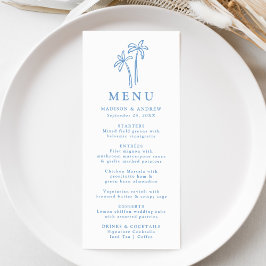 Menu Casamento de Palmeiras Azuis Desenhadas à Mão Mode
