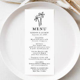 Menu Casamento de Palmeiras Pretas Desenhadas à Mão Mod