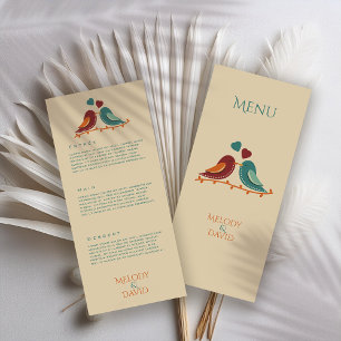Menu Casamento de Pássaros de Amor