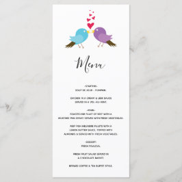 Menu Casamento de Pássaros e Corações