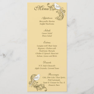Menu Casamento de Pássaros Marrom/Tan