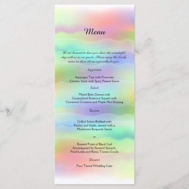 Menu Casamento de Pastel Rainbow Brides (Frente)