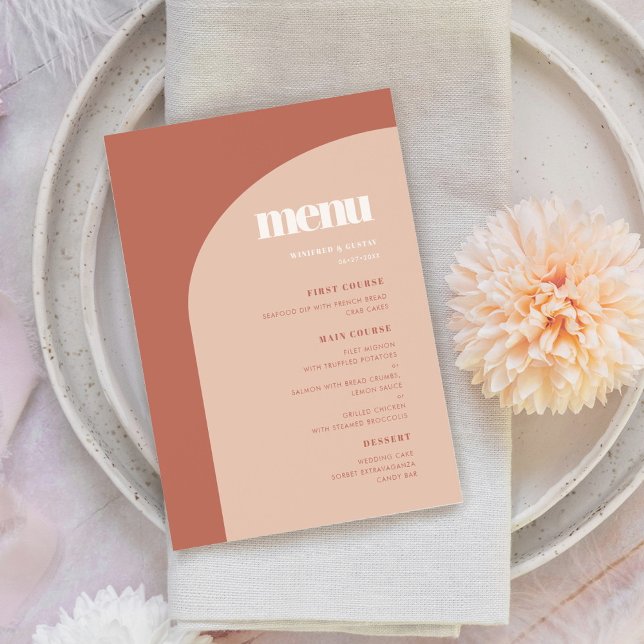 Menu Casamento de peach terracotta simples (Criador carregado)
