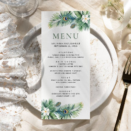 Menu Casamento de Penas de Pavão Tropicais da Índia Ver