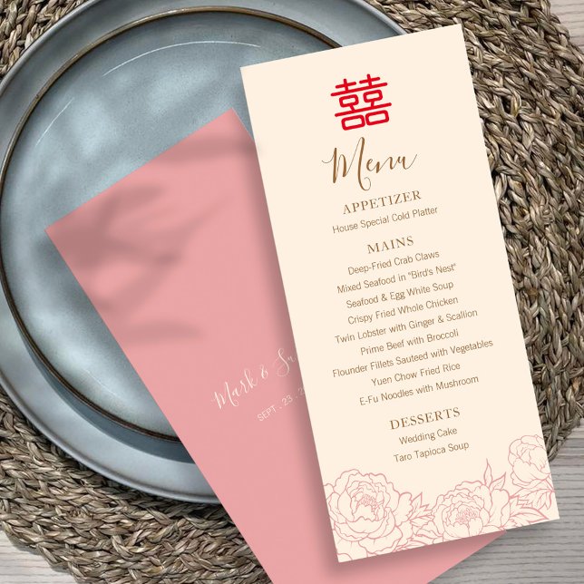 Menu Casamento de Peões de Felicidade Dupla Chineses (Criador carregado)