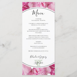 Menu Casamento de Peões Rosa Elegante