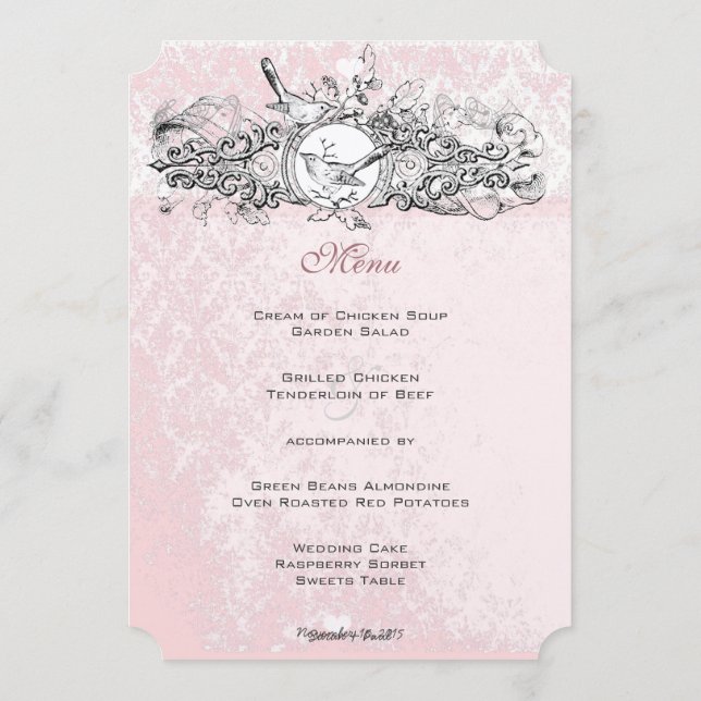 Menu Casamento de Percorridas Musicais Rosa (Verso)