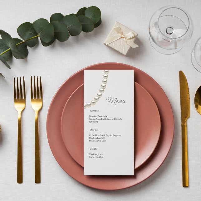 Menu Casamento de Pérolas Branca Elegante (Criador carregado)