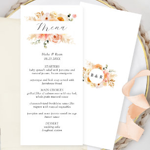 Menu Casamento de Pêssego, Blush e Champanhe com M
