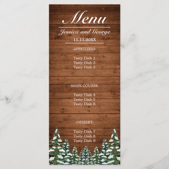 Menu Casamento de Pinheiro no País da Floresta Nevada (Frente)