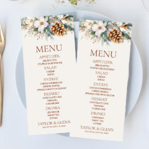 Menu Casamento de Pinho-Árvore-Cone das Flores de Inver