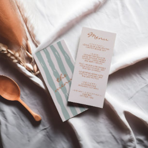Menu Casamento de Pinstripes Terrenos Escritos na Mão d