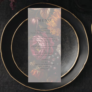 Menu Casamento de Pintura Floral Romântica Barroca Escu
