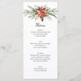 Menu Casamento de Poinsettia Vermelha Evergreen Branche