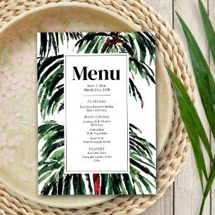 Menu Casamento de Praia de Palmeiras pintadas modernas