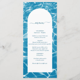 Menu Casamento de Praia do Oceano Azul Moderno com Aqua