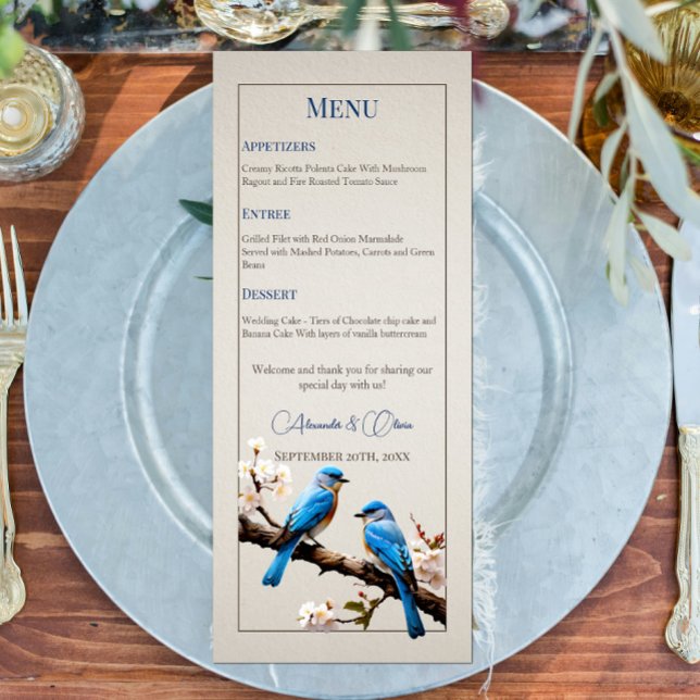 Menu Casamento de primavera Bluebird (Spring Bluebirds Wedding Menu)