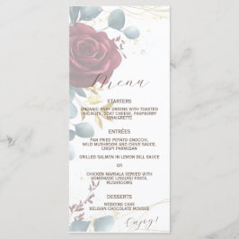 Menu Casamento de primavera de rosa vermelha de Boho El
