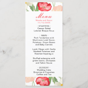 Menu Casamento de primavera de Tulipas e Daffodils