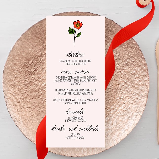 Menu Casamento de Primrose Minimalista (Criador carregado)
