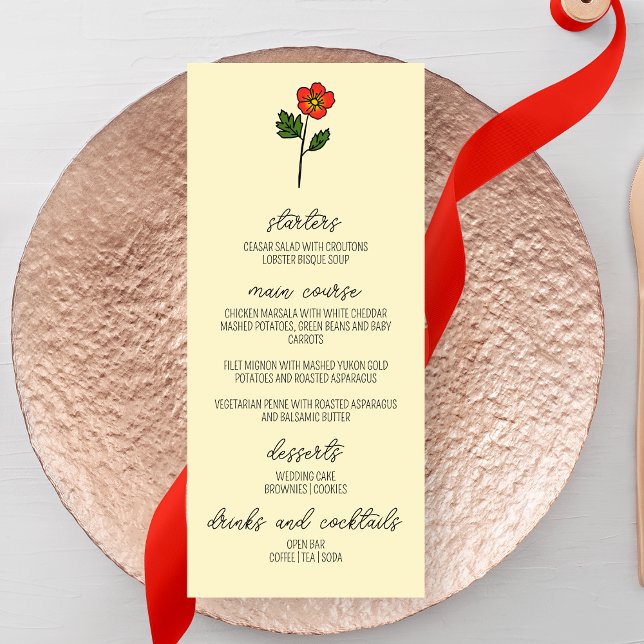 Menu Casamento de Primrose Minimalista (Criador carregado)