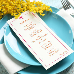 Menu Casamento de Quadro de Arco Desenhado Rosa &