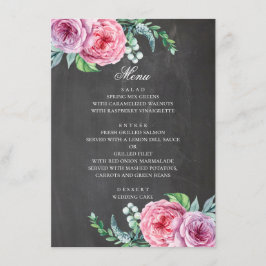 Menu Casamento de quadro. Flores cor-de-rosa do jardim