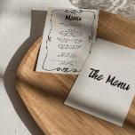 Menu Casamento de Quadro Retro Funky Escrito Em Mão Mod<br><div class="desc">Um menu janto de casamento preto e branco,  cor retrógrado e moderno. Que apresenta modelo design de chic de fundo branco e tipografia negra. Com a borda traçada pela mão. Perfeito e compatível com toda a suíte.</div>