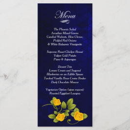 Menu Casamento de Rosa Amarelo e Azul Escuro