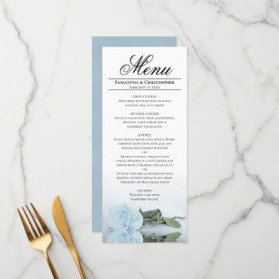 Menu Casamento de Rosa azul espelhado elegante e empoei