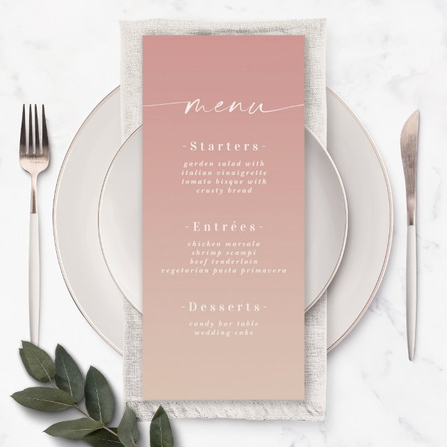 Menu Casamento de Rosa cor-de-rosa e champanhe de Ombre (Criador carregado)
