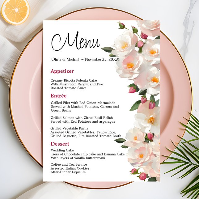 Menu Casamento de rosa de Cachorro Elegante rosa (Criador carregado)