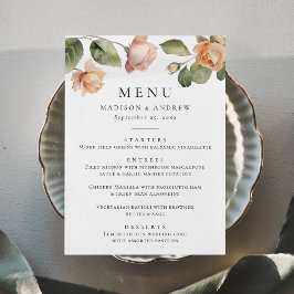 Menu Casamento de Rosa de Pêssego Elegante