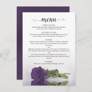 Menu Casamento de Rosa Roxo Ametista Refletindo Elegant