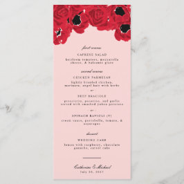 Menu Casamento de Rosas e Papoulas Abstratas