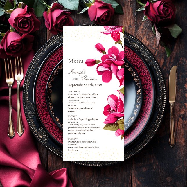 Menu Casamento de Rosas selvagens magenta (Criador carregado)