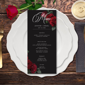Menu Casamento de Rosas vermelhas de sangue Elegante