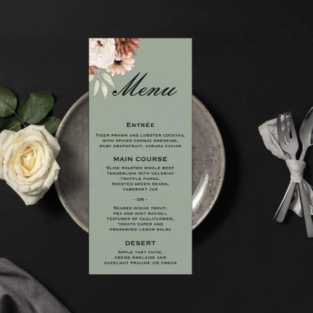 Menu Casamento de Sage Green Boho Wildflower (Criador carregado)