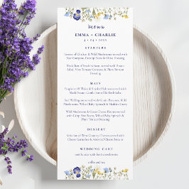 Menu Casamento de Script Boho de Flores Selvagens Elega