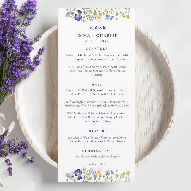 Menu Casamento de Script Boho de Flores Selvagens Elega (Criador carregado)
