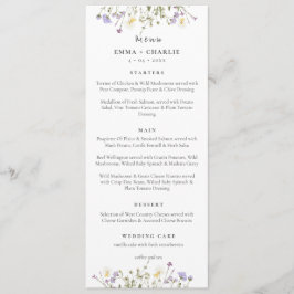 Menu Casamento de Script Boho de Flores Selvagens Elega
