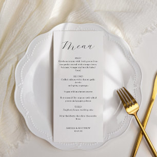 Menu Casamento de Script Branco e Preto do Monograma Cl