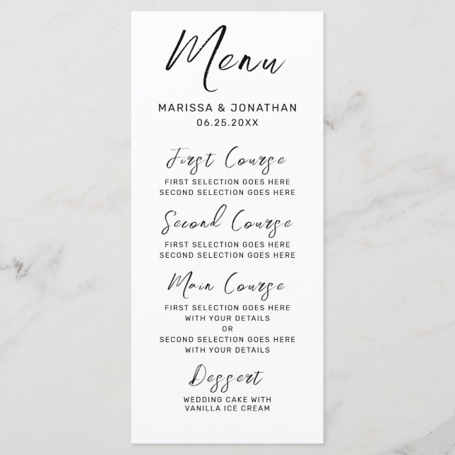 Menu Casamento de Script com Letra Branca Moderna com M (Frente)