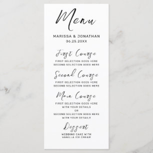Menu Casamento de Script com Letra Branca Moderna com M