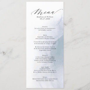 Menu Casamento de Script de Caligrafia Azul Elegante Du