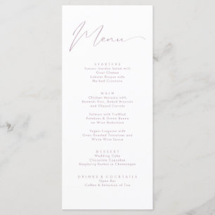 Menu Casamento de Script de Caligrafia Branca Elegante 