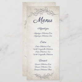 Menu Casamento de Script de Folhas Suaves Elegantes