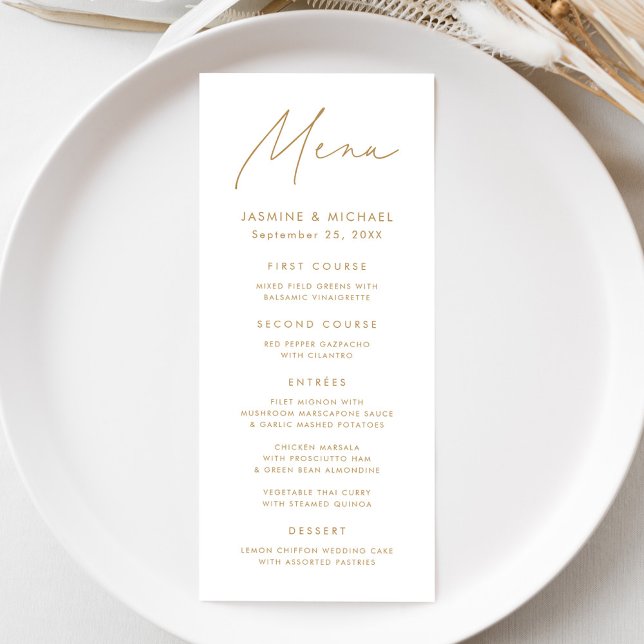 Menu Casamento de Script Dourado Moderno (Criador carregado)