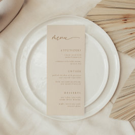 Menu Casamento de Script Elegante Beige